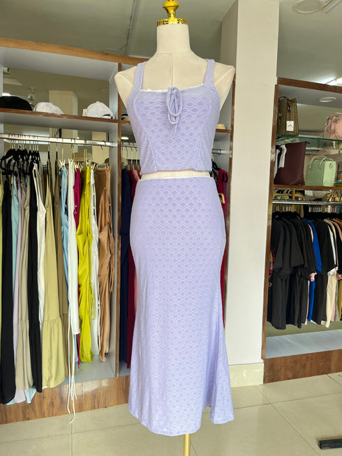 MADEBEN Two Piece Set of Crop Tops and Fitted Flare Skirts